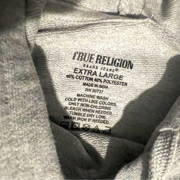 🙏🏾 True Religion 🫡 Heather Grey 🩶 “Slant & Repeat” Hoodie 😎 - Picture 3 of 6